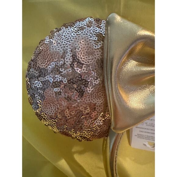 NWT Disney Parks Gold Sequin Hidden Mickey Mouse Minnie Bow Headband Ears